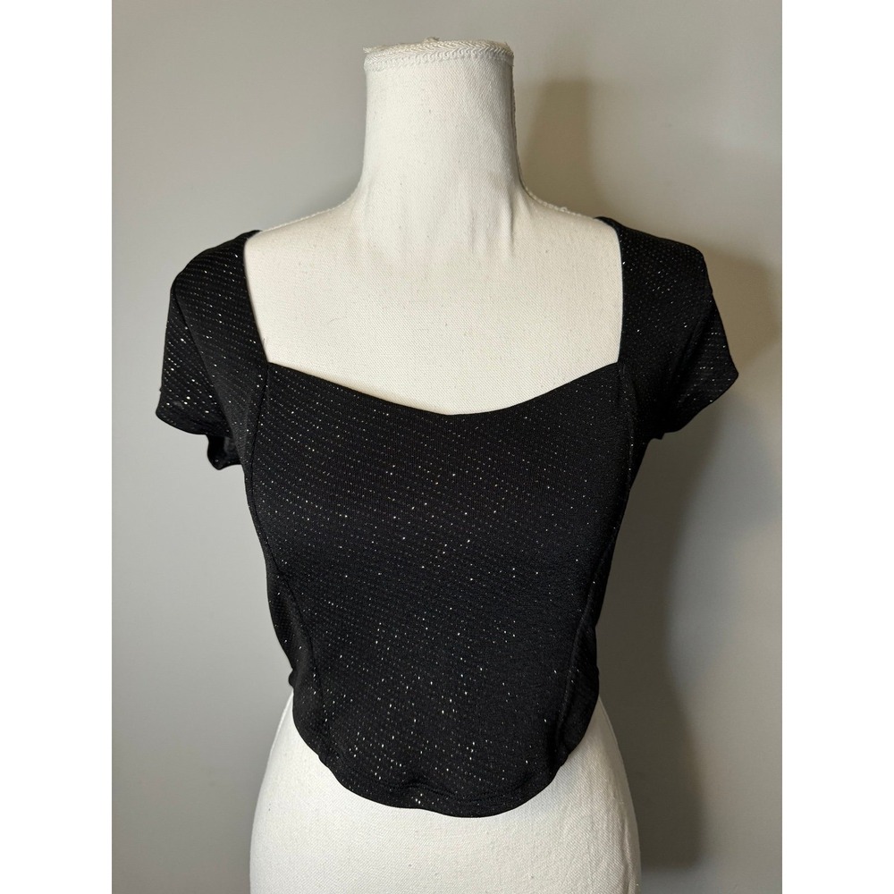 Forever 21 Black‎ Sparkly Crop Top
